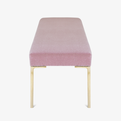 Montage Astor 60 Brass Bench in Blush Mohair by Montage