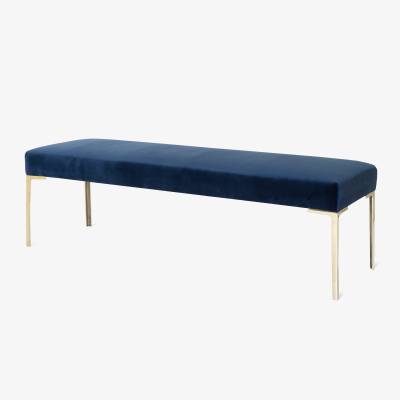 Montage Astor 60 Brass Bench in Navy Velvet by Montage