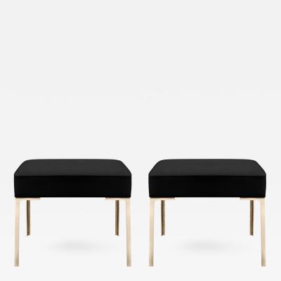 Montage Astor Brass Ottomans in Noir Luxe Suede by Montage Pair