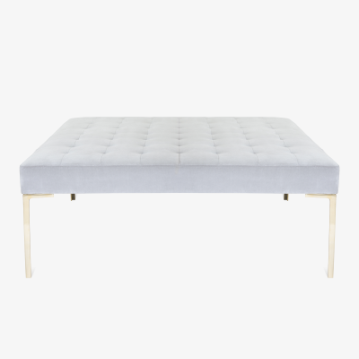 Montage Astor Large Brass Tufted Ottoman in Sharkskin Velvet by Montage