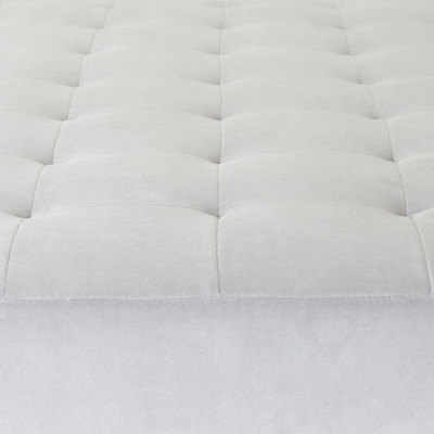 Montage Astor Large Brass Tufted Ottoman in Sharkskin Velvet by Montage