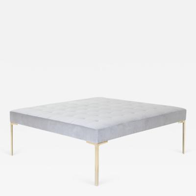 Montage Astor Large Brass Tufted Ottoman in Sharkskin Velvet by Montage