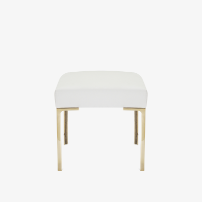 Montage Astor Petite Brass Ottoman in Snow Velvet by Montage
