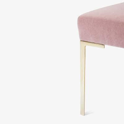 Montage Astor Petite Brass Ottomans in Blush Mohair by Montage Pair