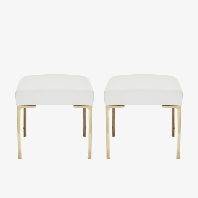 Montage Astor Petite Brass Ottomans in Snow Velvet by Montage Pair