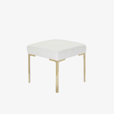 Montage Astor Petite Brass Ottomans in Snow Velvet by Montage Pair