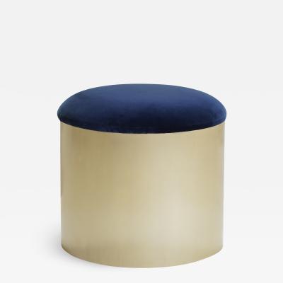 Montage Brushed Brass Mushroom Pouf in Velvet by Montage