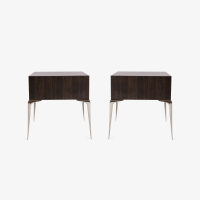 Montage Colette Nickel Nightstands in Ebony Ivory by Montage Pair