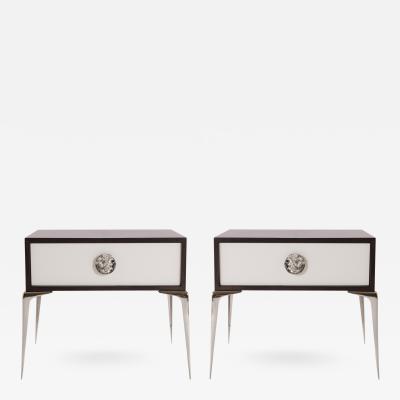 Montage Colette Nickel Nightstands in Ebony Ivory by Montage Pair