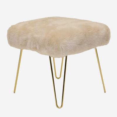 Montage Faux Fur Ottomans on Brass Hairpin Legs Pair