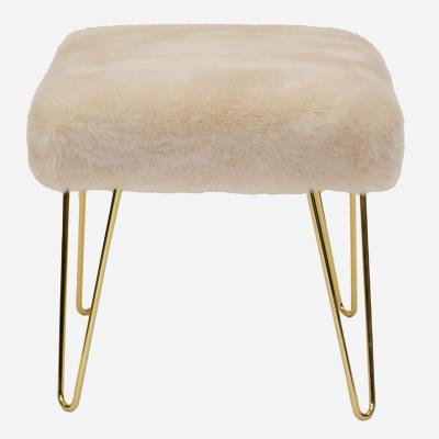 Montage Faux Fur Ottomans on Brass Hairpin Legs Pair