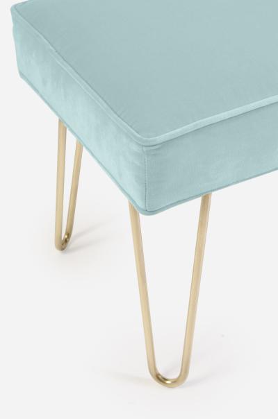 Montage Petite Brass Hairpin Ottomans in Mint Velvet