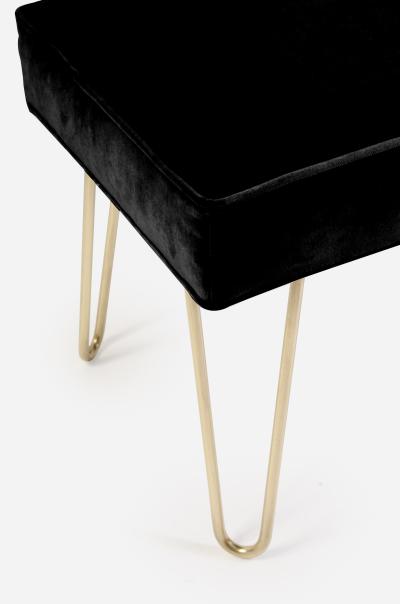 Montage Petite Brass Hairpin Ottomans in Noir Velvet