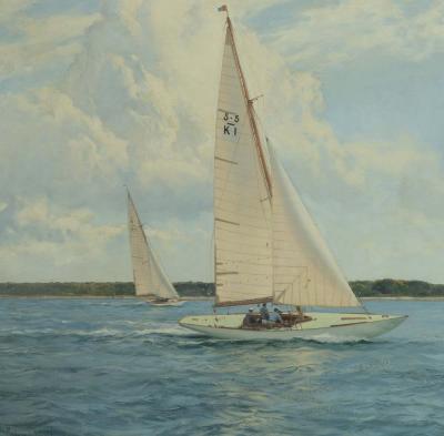 Montague Dawson Montague Dawson Gliding Along The Deb circa 1949