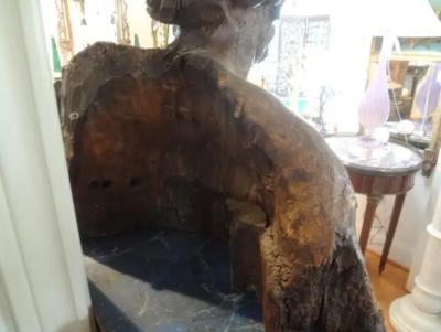 Monumental 17th Century Italian Baroque Carved Wood Bust