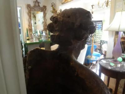 Monumental 17th Century Italian Baroque Carved Wood Bust