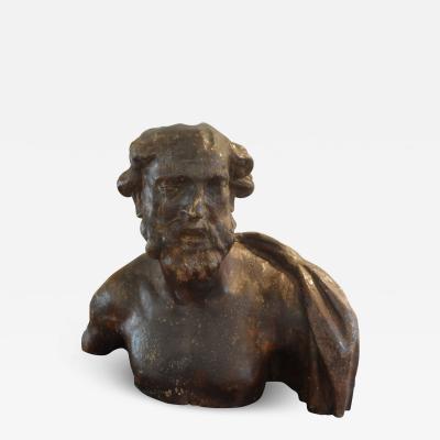 Monumental 17th Century Italian Baroque Carved Wood Bust