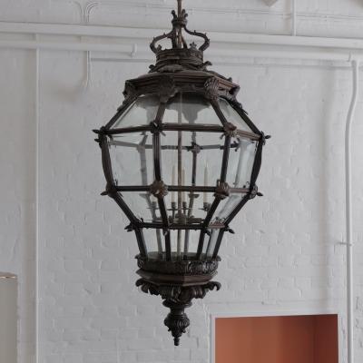 Monumental 1920s Carved Hardwood Versailles Lantern 6 Available France