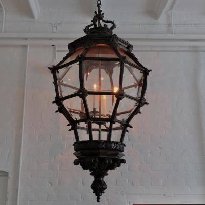 Monumental 1920s Carved Hardwood Versailles Lantern 6 Available France