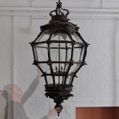Monumental 1920s Carved Hardwood Versailles Lantern 6 Available France