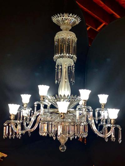 Monumental 19th Century Crystal Lalique Style Neoclassical Chandelier