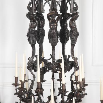 Monumental 19th Century French Bronze Chandelier