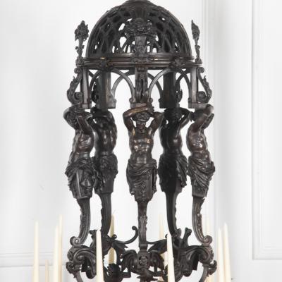 Monumental 19th Century French Bronze Chandelier