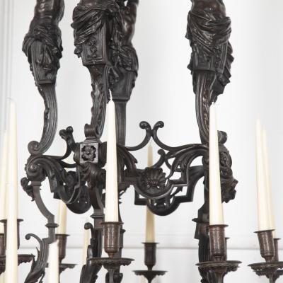 Monumental 19th Century French Bronze Chandelier