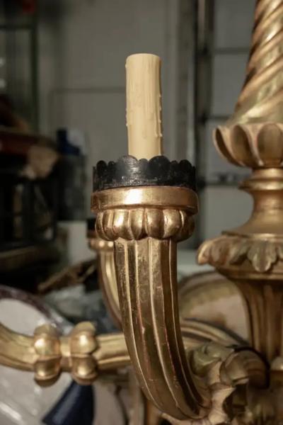 Monumental 19th Century Italian Giltwood Chandelier