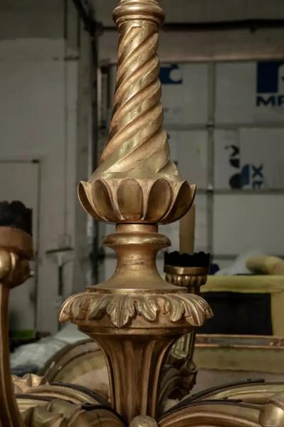 Monumental 19th Century Italian Giltwood Chandelier