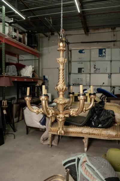 Monumental 19th Century Italian Giltwood Chandelier