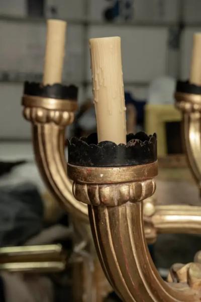 Monumental 19th Century Italian Giltwood Chandelier