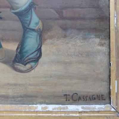 Monumental 19th century painting ofoa dubious character signed France