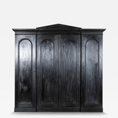 Monumental 19thC Ebonised English Ash Breakfront Linen Cupboard