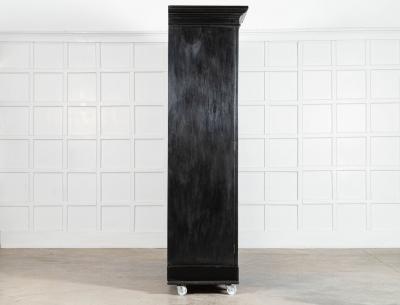 Monumental 19thC Ebonised English Ash Breakfront Linen Cupboard