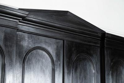 Monumental 19thC Ebonised English Ash Breakfront Linen Cupboard