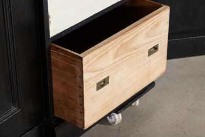 Monumental 19thC Ebonised English Ash Breakfront Linen Cupboard