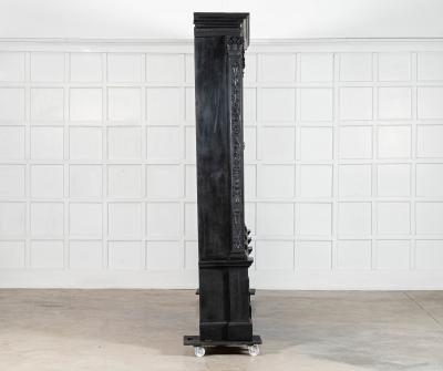 Monumental 19thC Ebonised English Mahogany Breakfront Library Bookcase