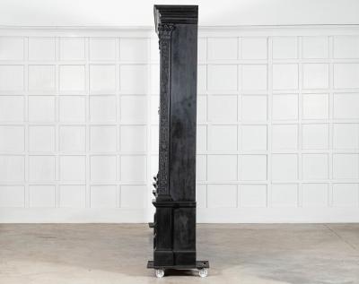 Monumental 19thC Ebonised English Mahogany Breakfront Library Bookcase