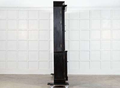 Monumental 19thC English Ebonised Mahogany Glazed Breakfront Bookcase