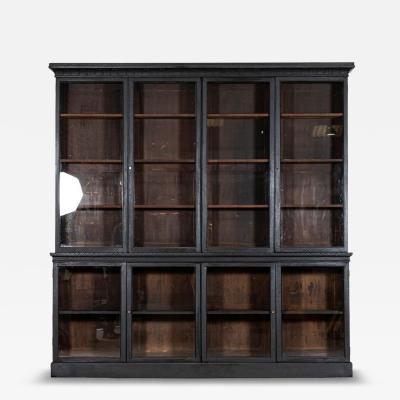 Monumental 19thC English Ebonised Oak Glazed Bookcase