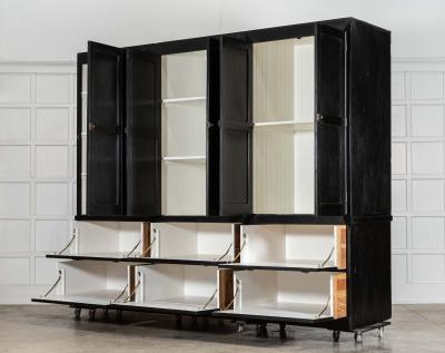 Monumental 19thC English Ebonised Oak Pine Housekeepers Cupboard