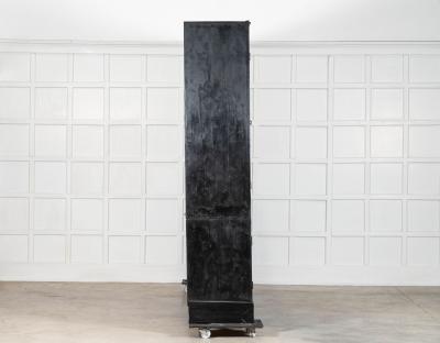 Monumental 19thC English Ebonised Pine Housekeepers Cupboard