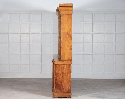 Monumental 19thC English Glazed Oak Breakfront Bookcase
