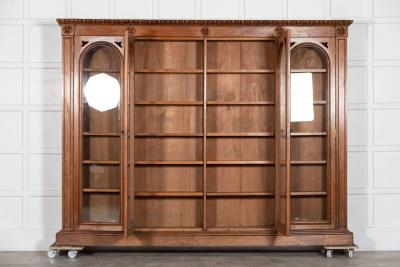 Monumental 19thC English Pine Arched Glazed Bookcase