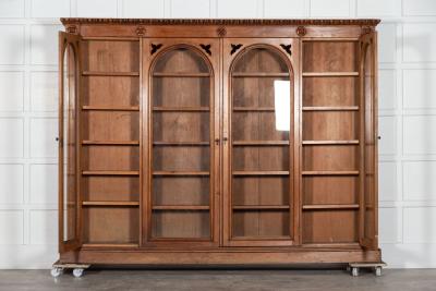 Monumental 19thC English Pine Arched Glazed Bookcase