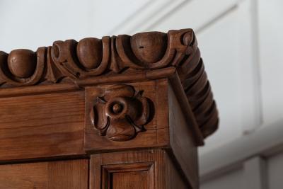 Monumental 19thC English Pine Arched Glazed Bookcase
