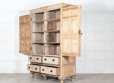 Monumental 19thC English Pine Housekeepers Cupboard