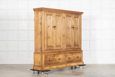 Monumental 19thC English Pine Housekeepers Cupboard