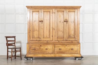 Monumental 19thC English Pine Housekeepers Cupboard